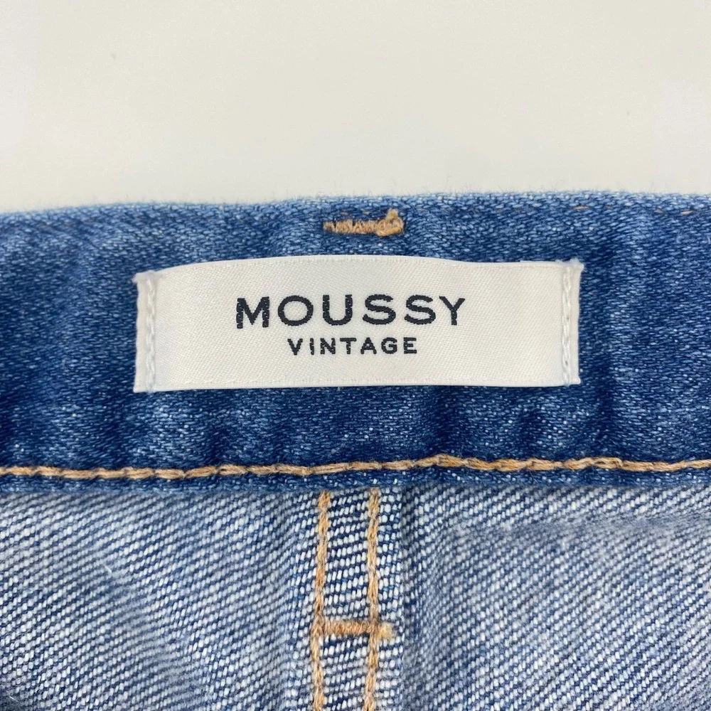 Moussy Vintage Jeans Womens‎ 27 Blue Distressed Raw Hem Tapered Made in Japan